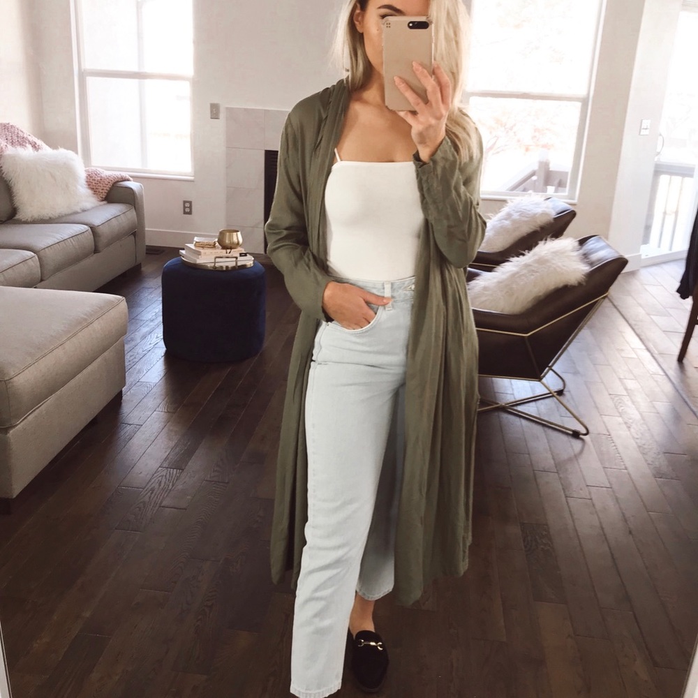 Olive green duster kimono